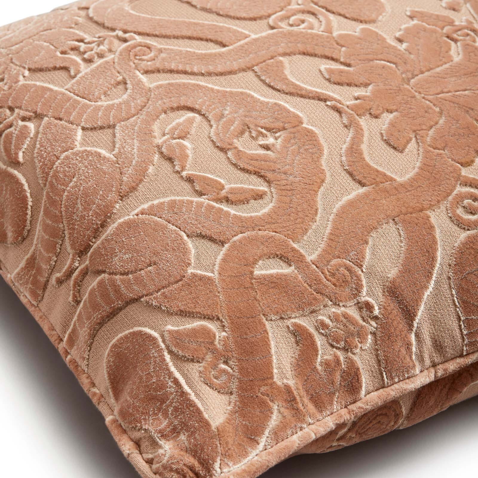 ANACONDA Medium Cut-Velvet Cushion - Dusky Pink - Image 3